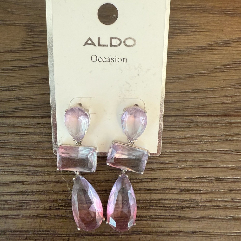 ALDO-MABERLEY Silver Tone CZ Light
Pink Drop Earring.
